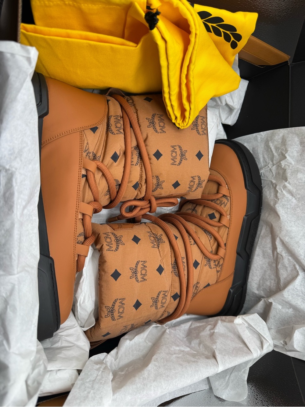MCM Skyward Ankle Boots In Padded Monogram Nylon - Picture 3 of 9